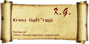 Kresz Györgyi névjegykártya